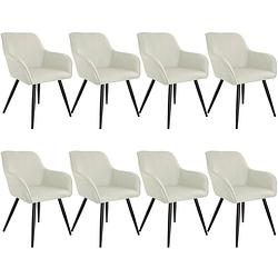 Foto van Tectake - set van 8 stoelen marilyn linnen look - diverse kleuren - creme-zwart 404677