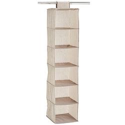 Foto van Kast organizer - hangend - 6 vakken - 30 x 30 x 129 cm - beige - opbergmanden