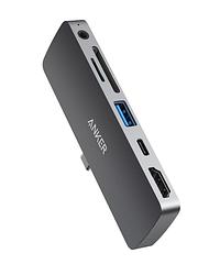 Foto van Anker powerexpand 6-in-1 usb-c pd media hub usb hub grijs