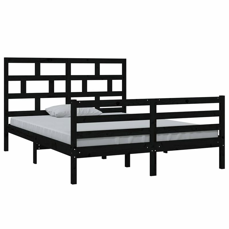 Foto van Vidaxl bedframe massief hout zwart 150x200 cm 5ft king size