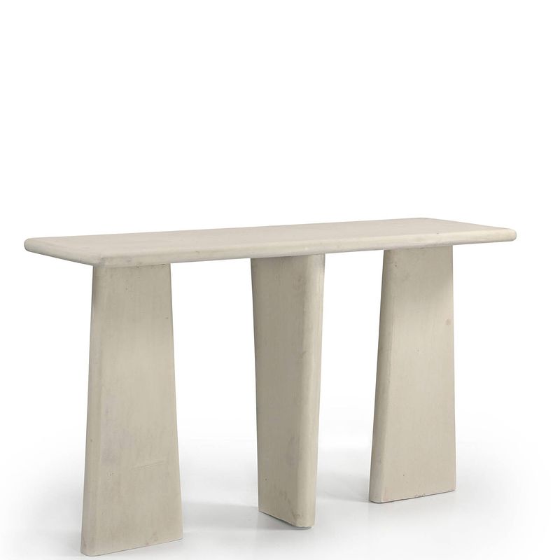 Foto van Giga meubel sidetable beige - mangohout - 130 cm - sidetable chiara