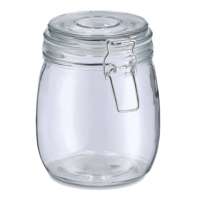 Foto van Zeller voorraadpot/bewaarpot alfie - 750 ml - glas - beugelsluiting - d11 x h14 cm - voorraadpot