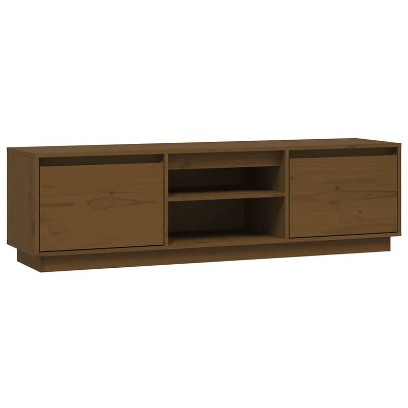 Foto van The living store tv-kast massief grenenhout - 140 x 35 x 40 cm - honey brown