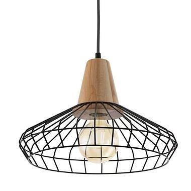 Foto van Eglo hanglamp norham - zwart/hout - ø35 cm - leen bakker