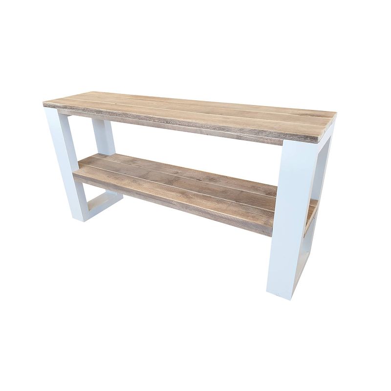 Foto van Wood4you - side table new orleans industrial wood - - wit - eettafels 120 cm - bijzettafel