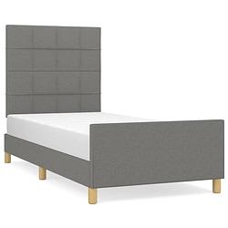 Foto van The living store bedframe donkergrijs 203 x 103 x 118/128 cm - verstelbaar hoofdeinde - multiplex lattenbodem -