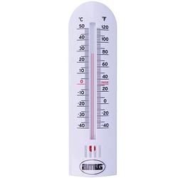 Foto van Amig thermometer binnen/buiten - kunststof - wit - 30 x 6,5 cm - celsius/fahrenheit - buitenthermometers