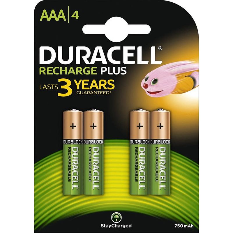 Foto van Duracell rechargeable aaa 750mah batterijen - 4 stuks