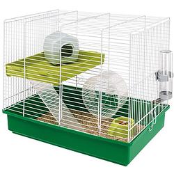 Foto van Ferplast hamsterkooi hamster duo 46 x 37,5 cm staal groen/wit