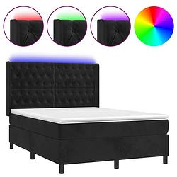 Foto van The living store boxspring - luxe fluwelen bed - 140x200 - led-verlichting - pocketvering matras - huidvriendelijk