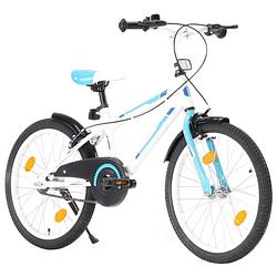 Foto van The living store kinderfiets 20 inch - blauw en wit - staal frame - in hoogte verstelbaar - met kettingkast - voor- en