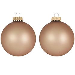 Foto van 24x stuks glazen kerstballen 7 cm cappuccino velvet bruin mat - kerstbal