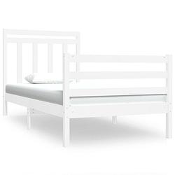 Foto van Vidaxl bedframe massief hout wit 90x190 cm 3ft single