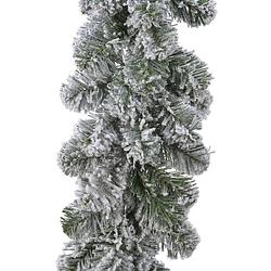 Foto van 1x groene dennen guirlandes / dennenslingers met sneeuw 270 x 20 cm - kerstslingers / dennen slingers