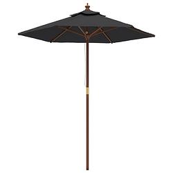 Foto van Vidaxl parasol met houten paal 196x231 cm zwart