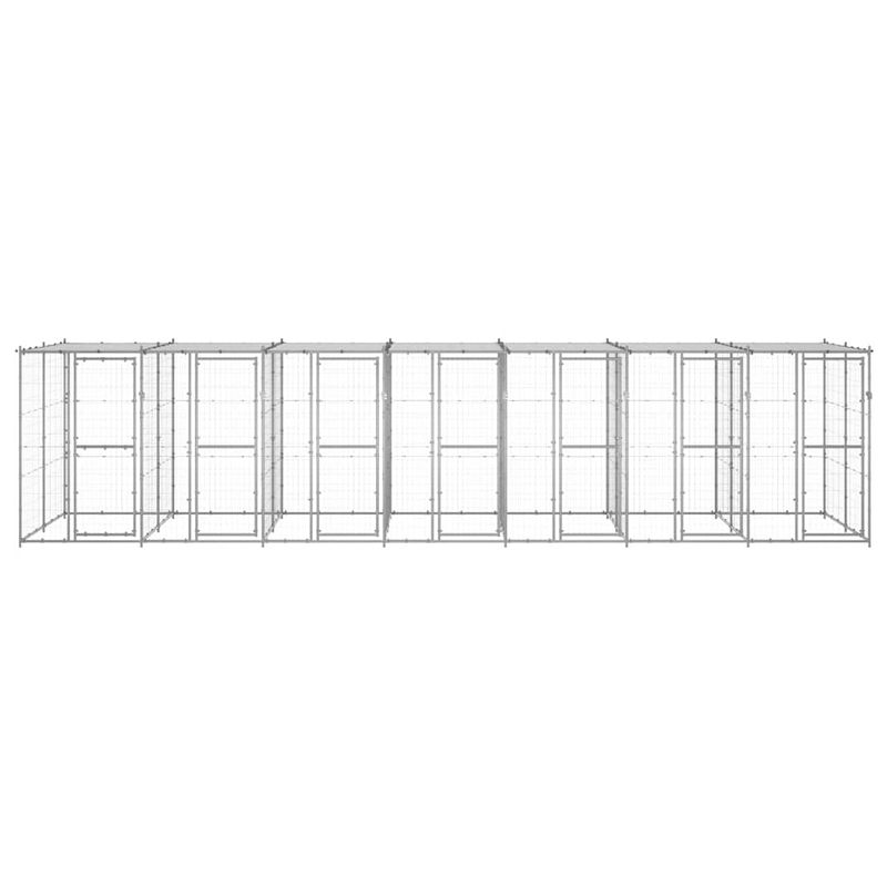 Foto van The living store hondenkennel - gegalvaniseerd staal - 770 x 220 x 180 cm - draadgaas