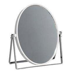 Foto van Make-up spiegel 2-zijdig gebruik - vergrotend - dia 16 cm - wit/zilver - make-up spiegeltjes
