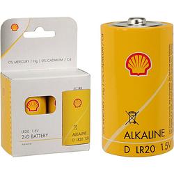 Foto van Shell batterijen - type lr20 - 2x stuks - alkaline - longlife - batterijen