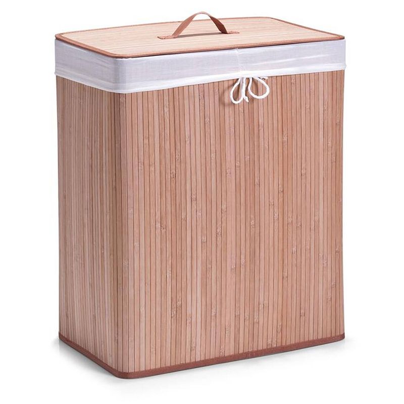 Foto van Zeller - laundry hamper, twofold, bamboo, natural