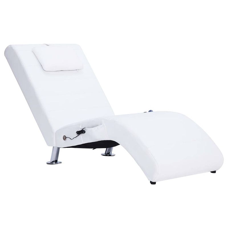 Foto van Vidaxl massage chaise longue met kussen kunstleer wit