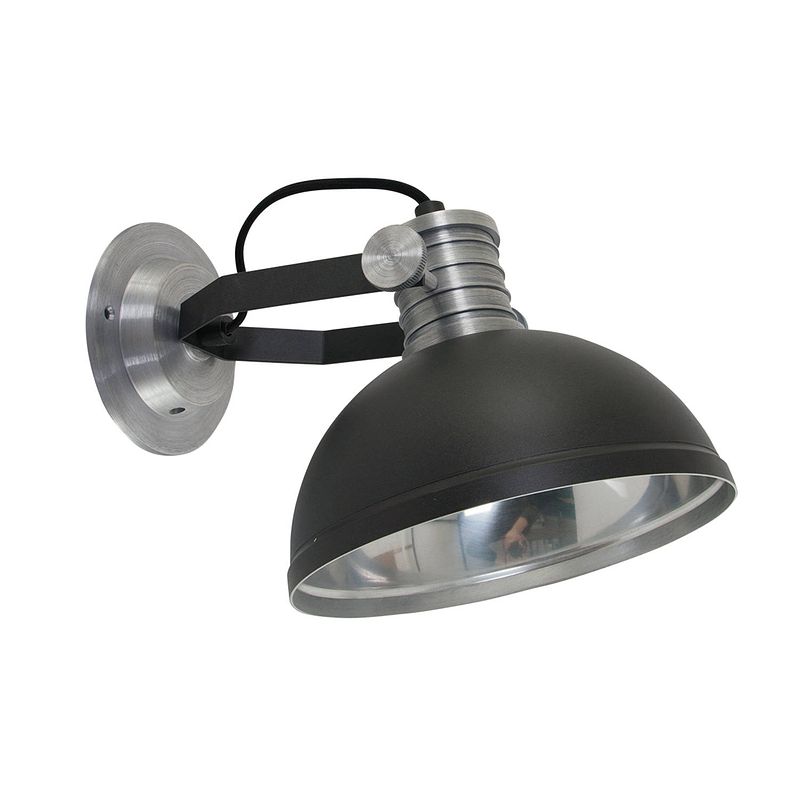Foto van Industriële wandlamp - steinhauer - metaal - industrieel - e27 - l: 25cm - voor binnen - woonkamer - eetkamer - zwart