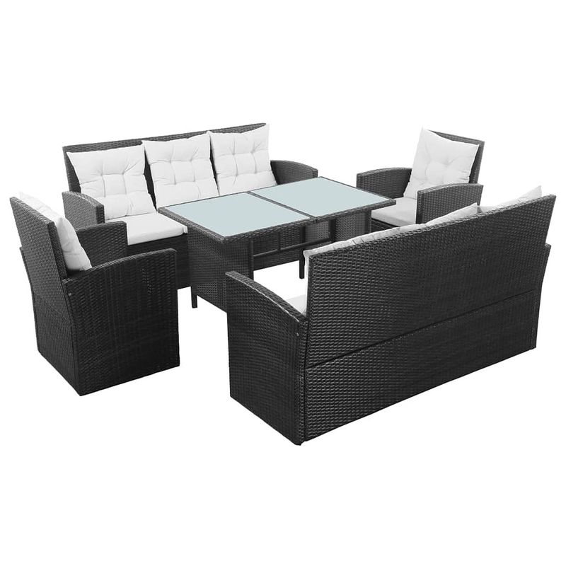 Foto van Vidaxl 5-delige loungeset met kussens poly rattan zwart