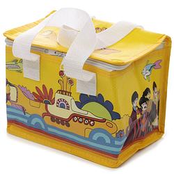 Foto van Kleine koeltas voor lunch geel met yellow submarine print 16 x 21 x 14 cm 4,7 liter - koeltas