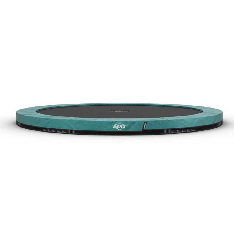 Foto van Berg sports trampoline champion - inground - 430 cm - groen - met airflow springmat - twinspring