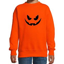 Foto van Halloween pompoen gezicht horror trui oranje voor kinderen - verkleed sweater / kostuum 5-6 jaar (110/116) - feesttruien