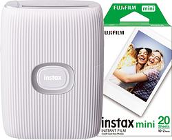 Foto van Fujifilm instax mini link 2 clay white + fujifilm instax mini colorfilm glossy (20 stuks)