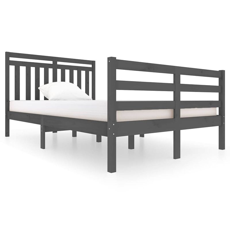 Foto van The living store bedframe grenenhout - grijs - 120 x 200 cm - stabiel en decoratief