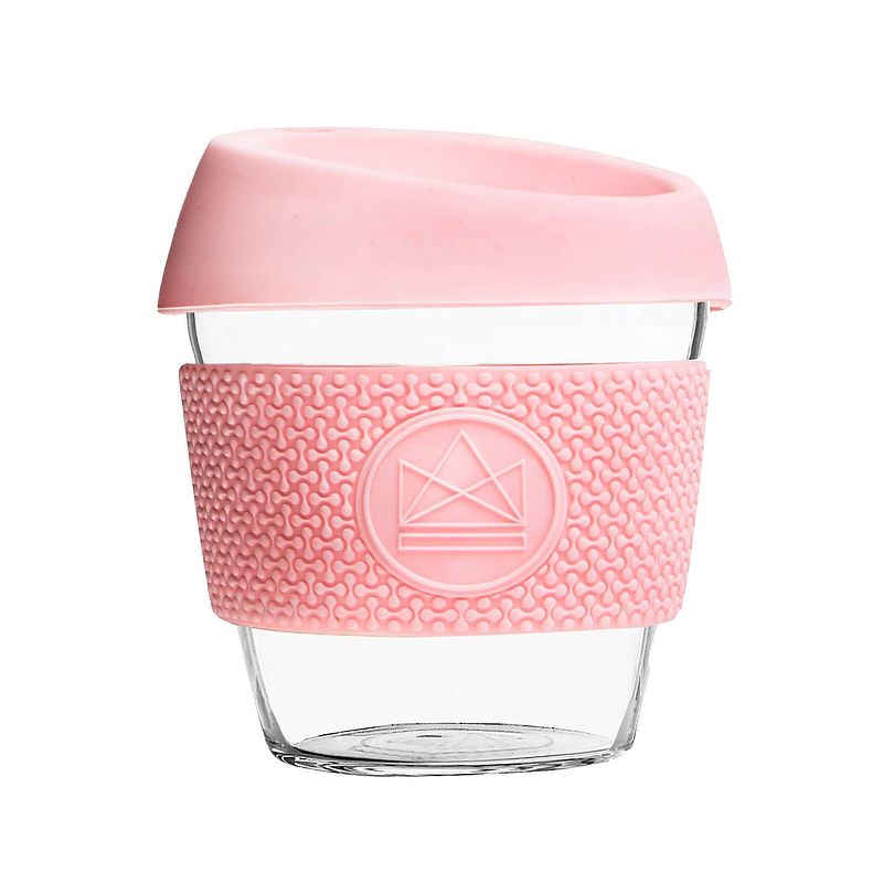 Foto van Neon kactus koffieglas flamingo 220 ml glas/siliconen roze