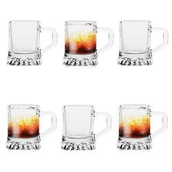 Foto van Glasmark shotglaasjes/borrelglazen - mini bierglas - transparant glas - 6 stuks - 25 ml - drinkglazen