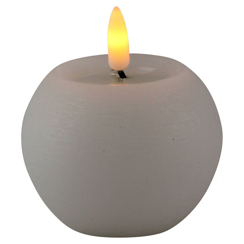 Foto van Magic flame led kaars/bolkaarsa - rond - wit - d8 x h7,5 cm - led kaarsen