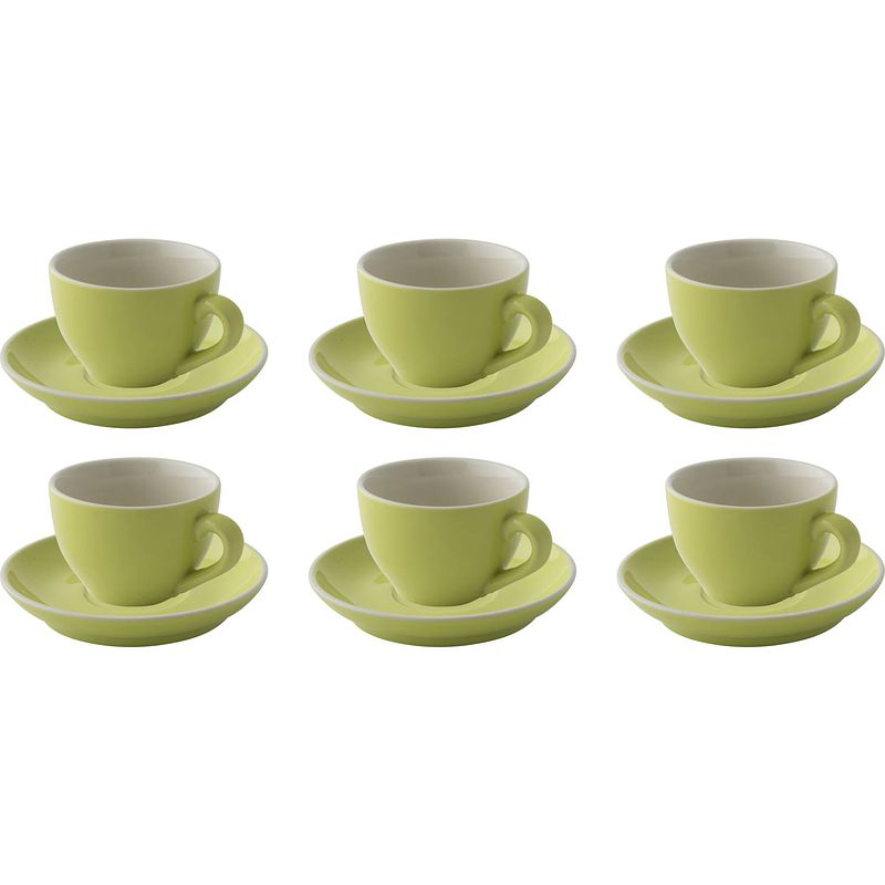 Foto van Palmer kop en schotel colors 18 cl - 14 cm groen 6 stuk(s)