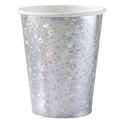 Foto van Wegwerp bekertjes glitter - bruiloft - 10x stuks - 270 ml - zilver - feestbekertjes