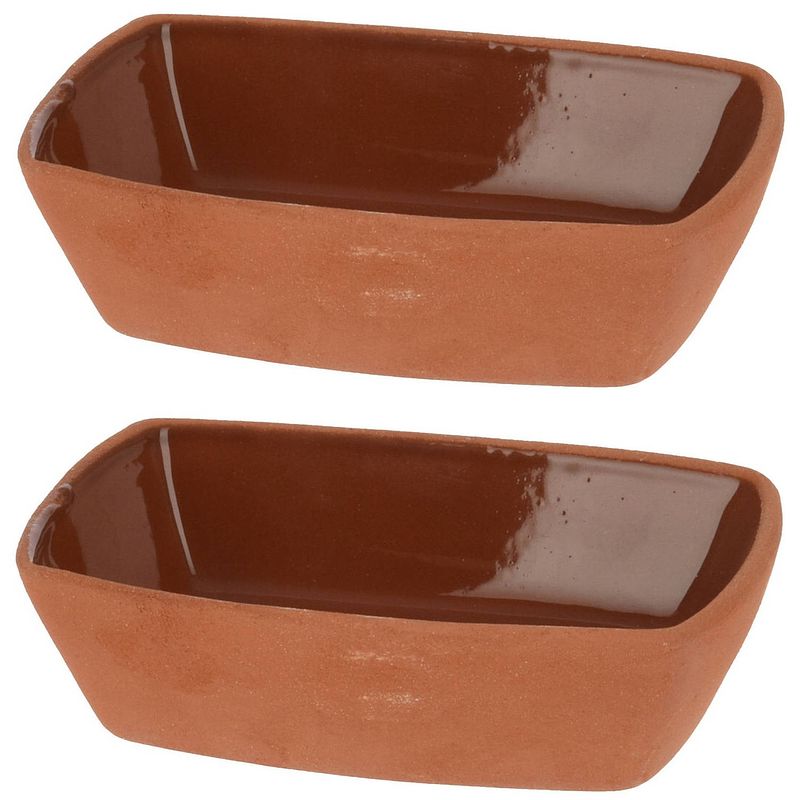 Foto van Tapasschaaltje/serveerschaaltje - 4st - terracotta - 170ml 13x9x3,5cm - serveerschalen