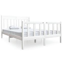 Foto van The living store bedframe grenenhout - bedframe - 195.5 x 146 x 100 cm - wit