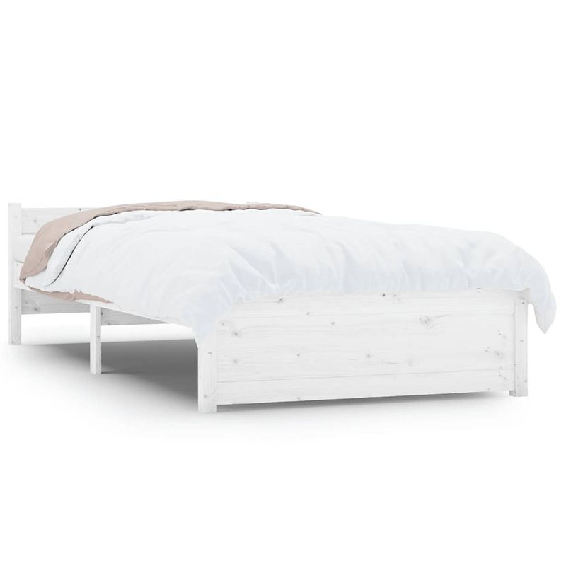 Foto van Vidaxl bedframe massief hout wit 90x190 cm 3ft single