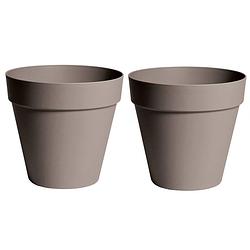 Foto van Mega collections plantenpot/bloempot - 2x - kunststof - taupe bruin - d20 x h17 cm - plantenpotten