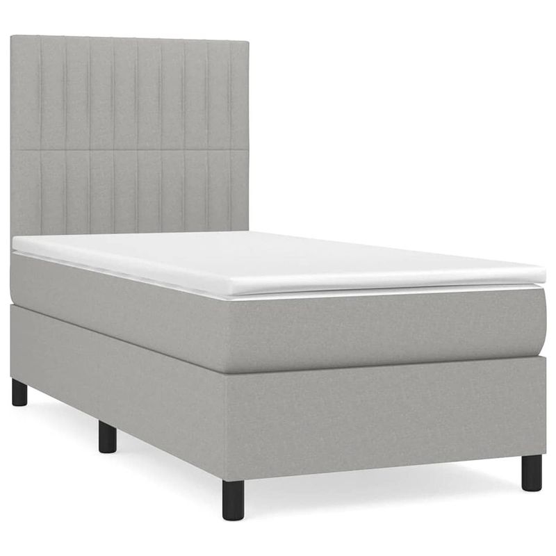 Foto van The living store boxspringbed - comfort - bed - 193 x 90 x 118/128 cm - lichtgrijs