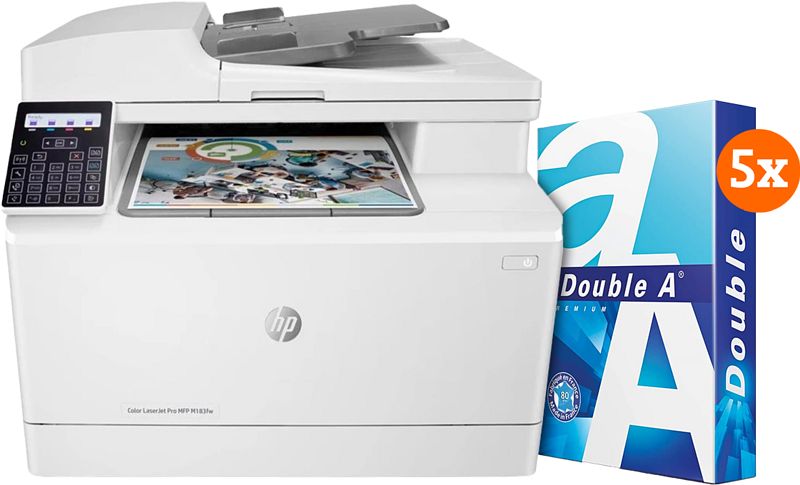 Foto van Hp color laserjet pro m183fw mfp + 2.500 vellen a4 papier