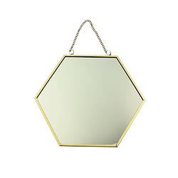 Foto van Orange85 hexagon spiegel - goud - 17x20 cm - klein - wandspiegel - luxe - accessoire