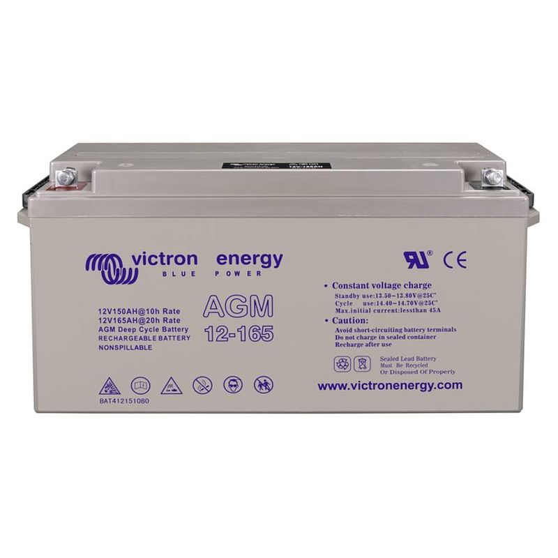 Foto van Victron energy loodaccu 12 v 165 ah loodgel (b x h x d) 485 x 227 x 176 mm m8-schroefaansluiting onderhoudsvrij