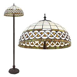 Foto van Haes deco - tiffany vloerlamp wit ø 46x166 cm e27/max 2x60w