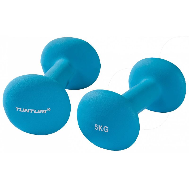 Foto van Tunturi dumbbells neopreen 2 x 5 kg blauw