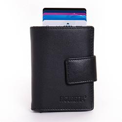 Foto van Figuretta cardprotector leren portemonnee met rfid bescherming zwart