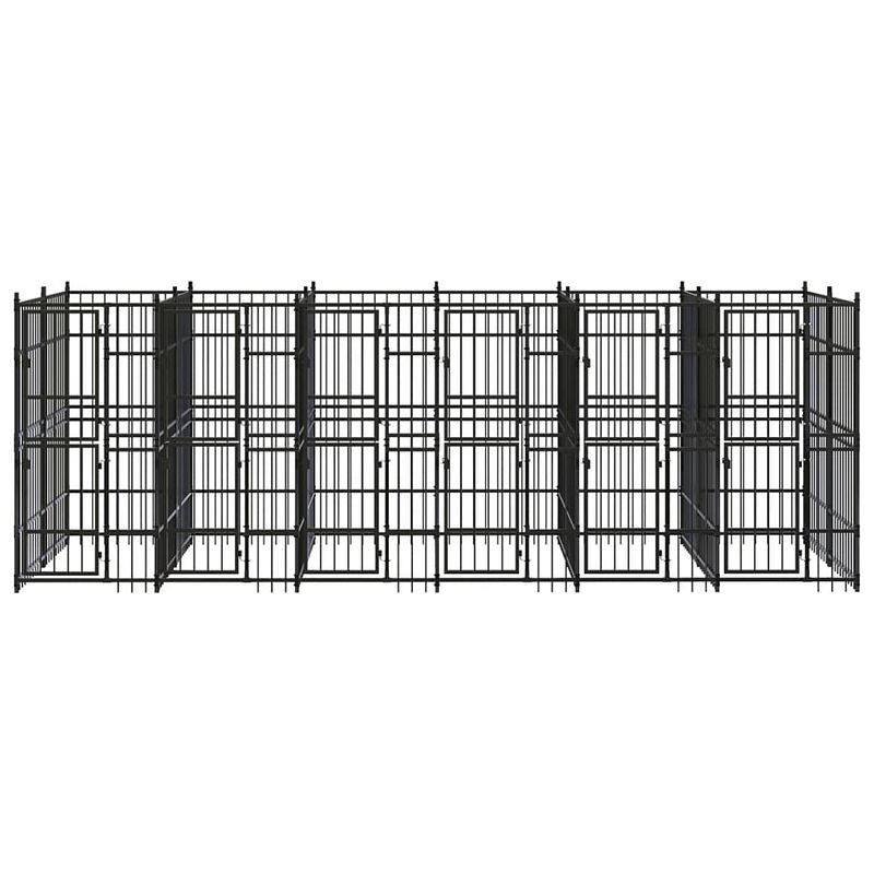 Foto van The living store hondenkennel - gepoedercoat staal - 576 x 192 x 200 cm - zwart