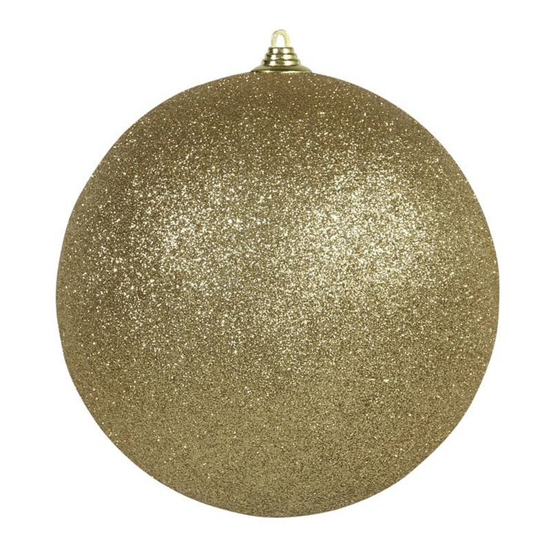 Foto van 1x gouden grote kerstballen met glitter kunststof 18 cm - kerstbal