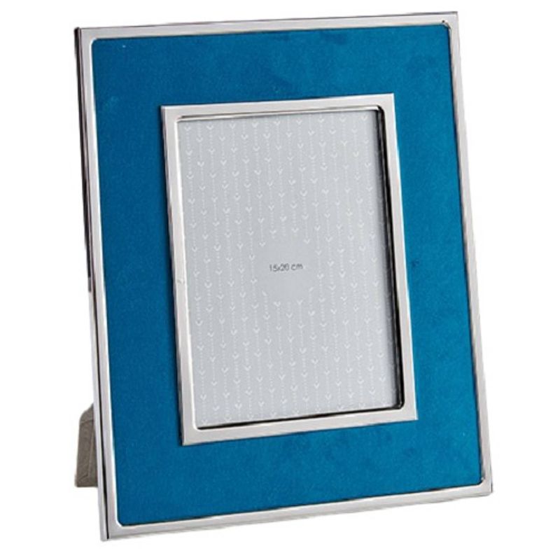 Foto van Giftdecor fotolijst 20 x 15 cm suéde/aluminium marineblauw